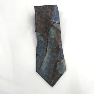 Marco Valentino Vintage Floral Tie Blue Brown Made USA
